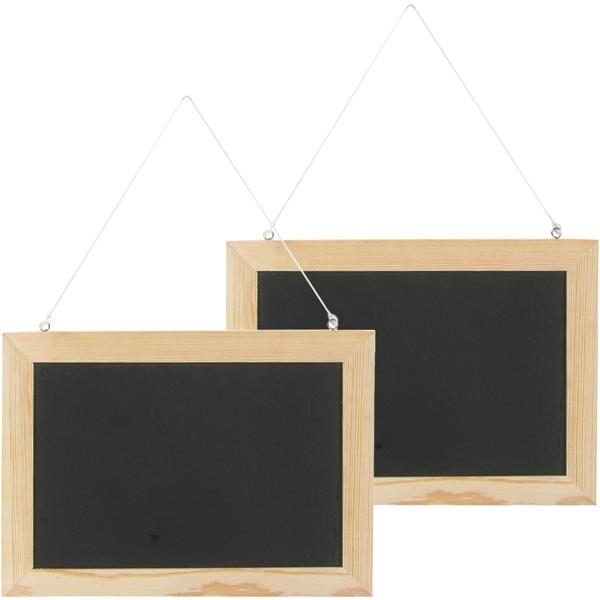 2er-Set Schreibtafel zum Aufhängen aus Holz - Schwarz/Braun - 21x29 cm - Für Kreide & Kreidestifte - Ideal als Nachrichtenbrett & Dekoration im Zuhause