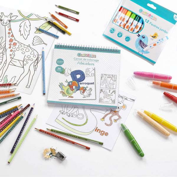 12 Jumbo-Filzstifte Set - zum Malen, Gestalten & Basteln für Kinder & Erwachsene - 12 leuchtende Farben - perfekt für Scrapbooks, Journals & Grusskarten