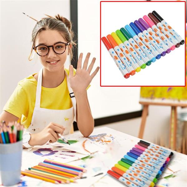 12 Jumbo-Filzstifte Set - zum Malen, Gestalten & Basteln für Kinder & Erwachsene - 12 leuchtende Farben - perfekt für Scrapbooks, Journals & Grusskarten