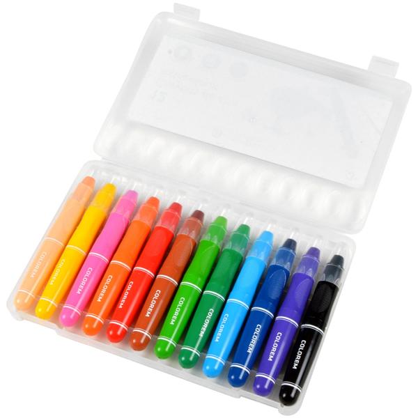 Wachsmalstifte 12 Stk. - Zum Malen, Gestalten & Basteln - Ideal für Ausmalbücher Kinder/Erwachsene, DIY, Scrapbooks - In 12 bunten Farben