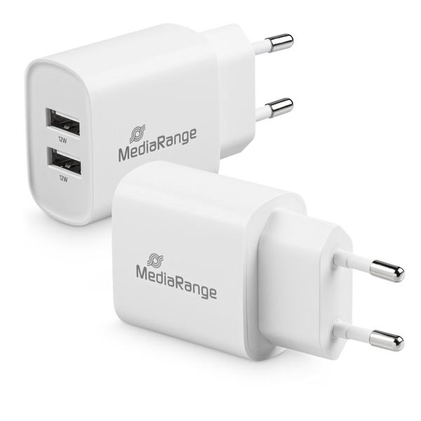 2er-Set USB-Netzteil mit 2 USB-A Anschlüssen, 12W, weiss, Quick Charge, für schnelles Laden von iPhone, Samsung, Huawai, Xiaomi Smartphones