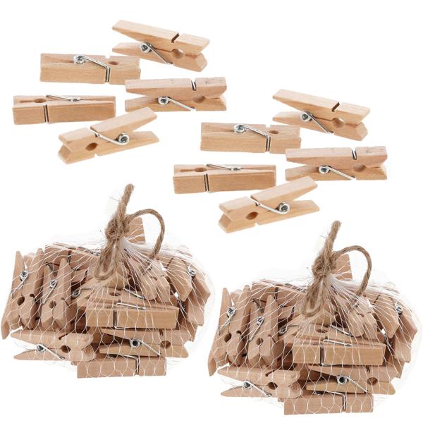 64 Mini-Wäscheklammern Holz - Aus Kiefernholz, 3,5 cm - Für Bastelprojekte, Fotos & hygienisches Verschliessen von Tüten - Robust, nachhaltig