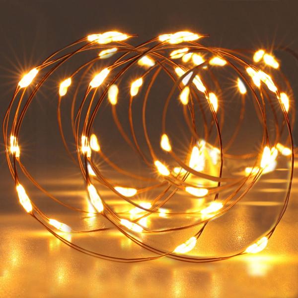 2er-Set Lichterkette, je 40  LEDs, zum Aufhängen, Innenbereich, L 195 cm