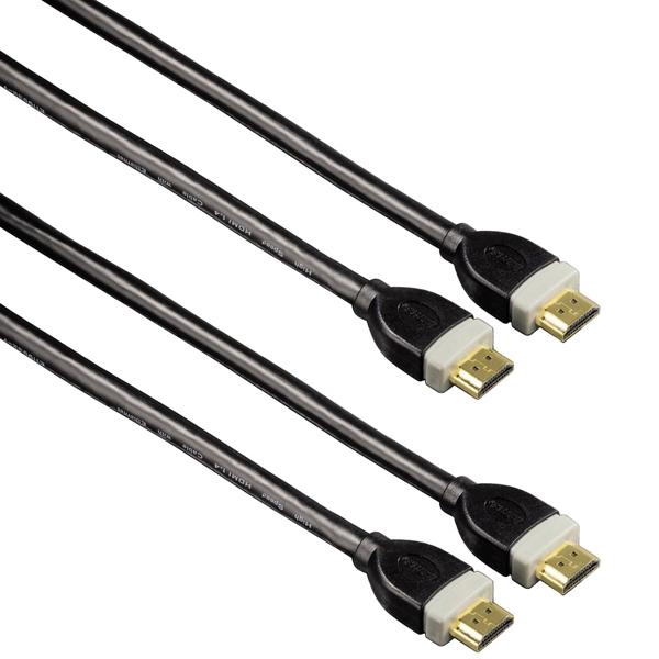 2er-Set Hama 4K HDMI Highspeed Kabel 3 m - Ethernet für Netzwerkanbindung, UHD 4K-Auflösung bis 60 Hz - Vergoldete Kontakte - Doppelt geschirmt, Typ A