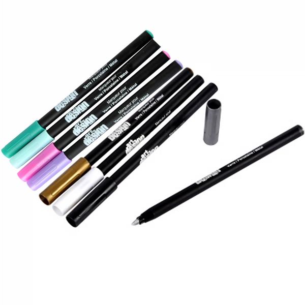 Marker Set für Glas, Keramik & Metall - 8 Stifte in Metallic- & Pastellfarben - Ideal für DIY, Hochzeiten, Geschenke & Deko - Vielseitig einsetzbar - CH6677