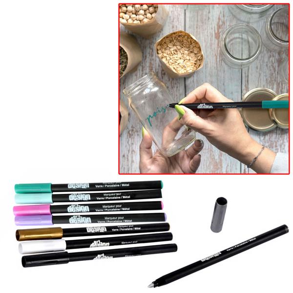 Marker Set für Glas, Keramik & Metall - 8 Stifte in Metallic- & Pastellfarben - Ideal für DIY, Hochzeiten, Geschenke & Deko - Vielseitig einsetzbar - CH6677