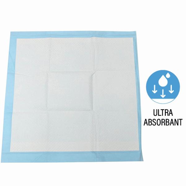 60 Welpenunterlagen, 60x60 cm, Super absorbierend: auslaufsicher, weiß-blau, für Welpen oder Seniorenhunde, maximale Sauberkeit