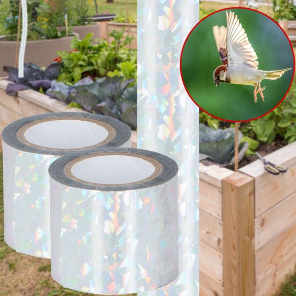 2er-Set Vogelschutzband - Hocheffektiver Schutz durch Lichtreflexion für Garten & Pflanzen - 45 Meter x 5 cm - Chemiefrei & einfach anwendbar