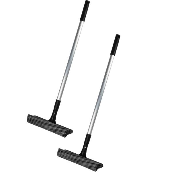 2er-Set Teleskop-Fensterreiniger mit Abzieher (ausziehbar bis 90 cm): Streifenfreie & mühelose Reinigung von Glas & Fenstern – auch für hohe Fenster