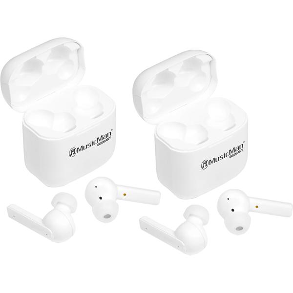 2er-Set In-Ear-Kopfhörer weiss - kabellos Bluetooth V5.0 mit aktiver Geräuschunterdrückung ANC & Mikrofon - Multifunktionstasten