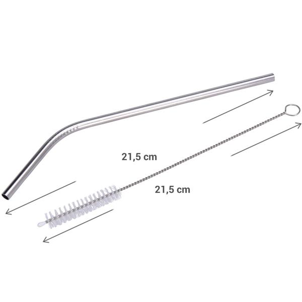 Edelstahl-Trinkhalme 8er-Set - Wiederverwendbar, spülmaschinenfest & gebogen - Inkl. 2 Reinigungsbürsten, Ø 6 x 215 mm - Für Cocktails, Säfte & Zuhause