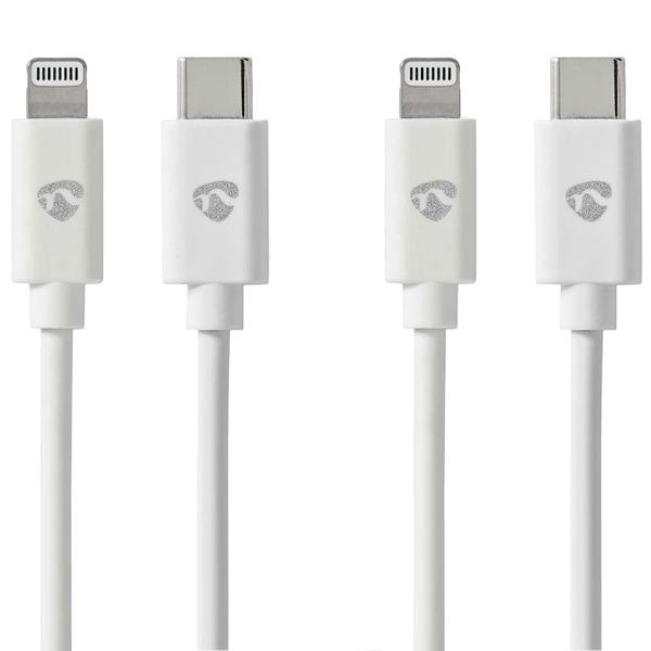 2er-Set iPhone Ladekabel MFi zertifiziert - optimal für Apple Geräte - 2m PVC Kabel, USB-C auf Lightning, 60W/20V/3A, 480 Mbit/s Datenübertragung - Weiss