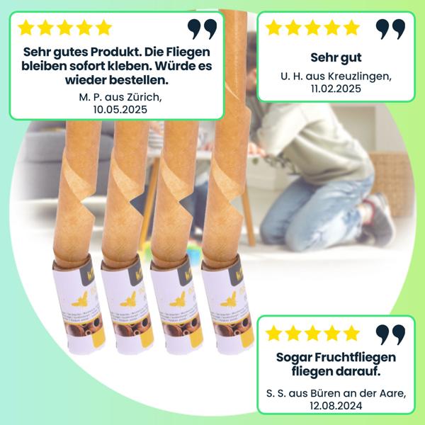 Effektiver Insektenfänger: 8 Premium Klebestreifen für zuverlässigen Schutz. Einfache & saubere Fliegen- und Mückenfalle