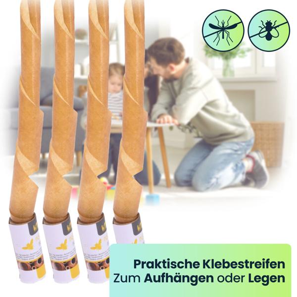 Effektiver Insektenfänger: 8 Premium Klebestreifen für zuverlässigen Schutz. Einfache & saubere Fliegen- und Mückenfalle