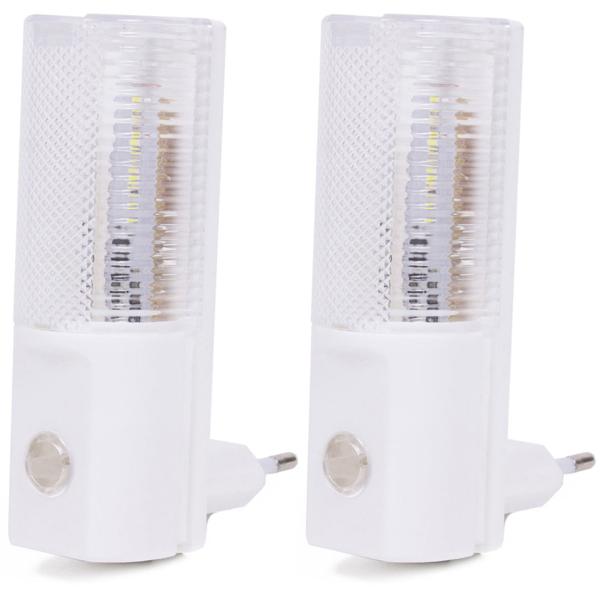 2er-Set LED Steckdosen Nachtlicht - Automatische Dämmerungserkennung für Sicherheit in Flur & Küche - 3 LEDs, 230V, 0.5W, 11x3.5x3.5 cm