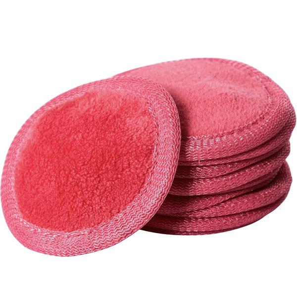 Kosmetikpads 10er-Set - Waschbar & Wiederverwendbar - OKEO-TEX Standard 100 zertifiziert - Ø 7 cm, rund, Magenta/Rosarot - Für Gesicht & Körper