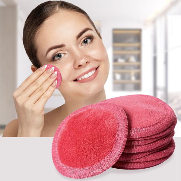 Kosmetikpads 10er-Set - Waschbar & Wiederverwendbar - OKEO-TEX Standard 100 zertifiziert - Ø 7 cm, rund, Magenta/Rosarot - Für Gesicht & Körper