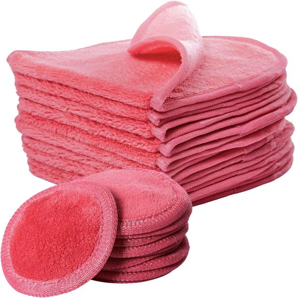 Kosmetiktücher 10er Set oval & Kosmetikpads 10er Set rund - Abschminken & Reinigen - OEKO-TEX 100 - Wiederverwendbar - Magenta/Rosarot