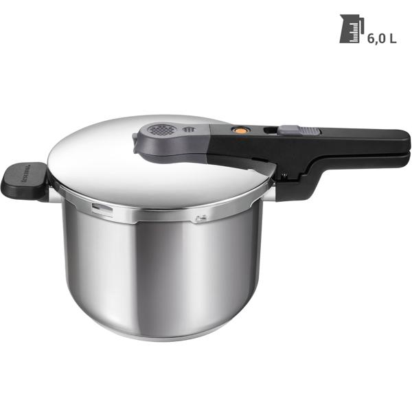 Hochwertiger Schnellkochtopf aus Edelstahl, 6 Liter, Ø 25 cm, mit Sicherheitsventil – energiesparend, robust & ideal für schnelles, schonendes Kochen