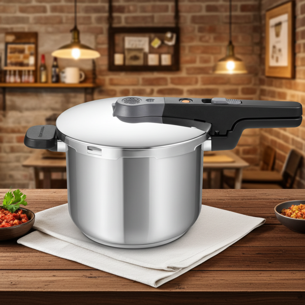 Hochwertiger Schnellkochtopf aus Edelstahl, 6 Liter, Ø 25 cm, mit Sicherheitsventil – energiesparend, robust & ideal für schnelles, schonendes Kochen