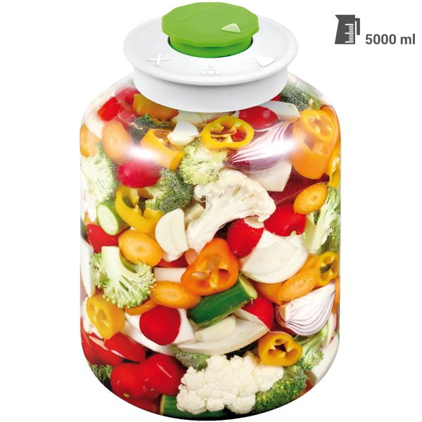 2er-Set Grosses Fermentierglas (5 Liter) mit Entlüftungsventil: Ideal für Sauerkraut, Kimchi & Co. - Einfaches & sicheres Fermentieren