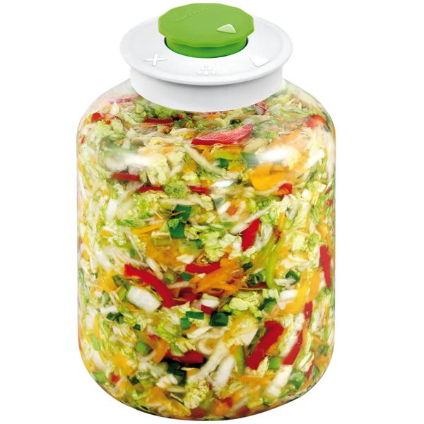 3er-Set Grosses Fermentierglas (5 Liter) mit Entlüftungsventil: Ideal für Sauerkraut, Kimchi & Co. - Einfaches & sicheres Fermentieren