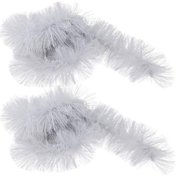 2er-Set LED-Lametta Girlande - Weiss 2,7m - Mystischer Glanz, Timer & Batteriebetrieb - Sicherer Christbaumschmuck Weihnachtsdeko