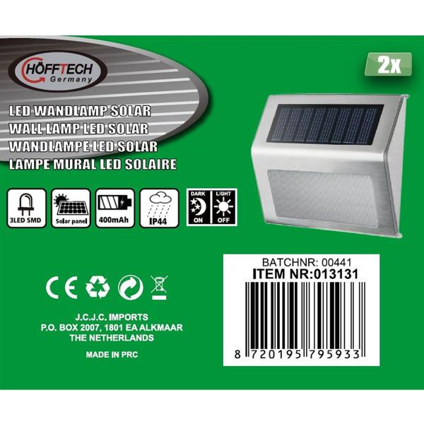 Solar-LED-Aussenwandleuchte aus Edelstahl 8er-Set - Automatische Dämmerungsfunktion, IP44 Spritzwasserschutz - Ideal für Garten, Hauseingang & Treppen