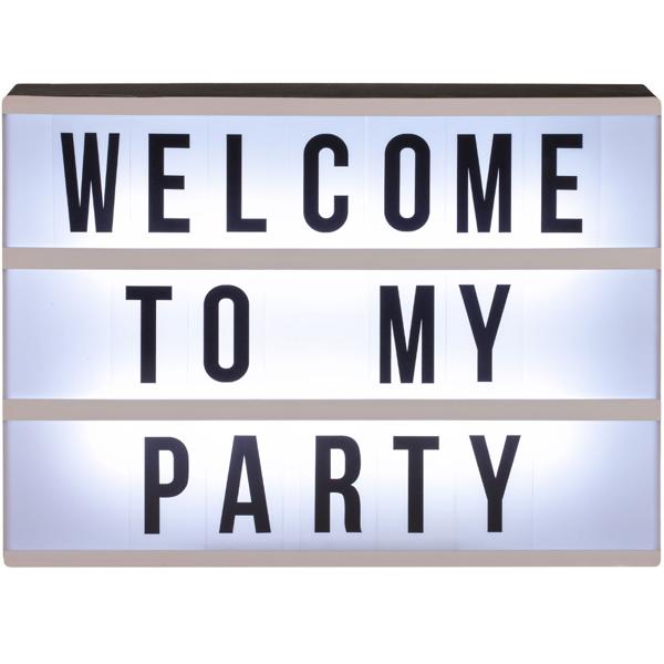 Leuchtkasten mit 84 Buchstaben & Zeichen - Mobile LED Leuchttafel für Zuhause & Geschäft - Weiss, ca. 30x22 cm, Batteriebetrieben, 3 Zeilen