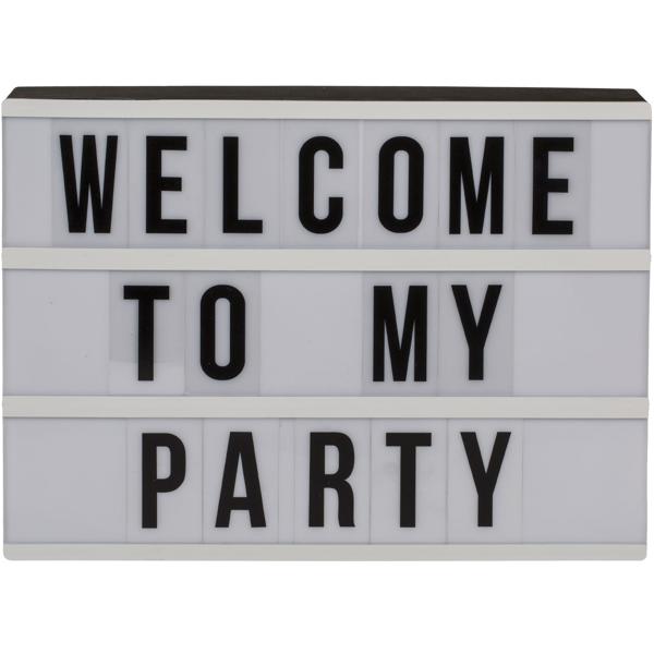 Leuchtkasten mit 84 Buchstaben & Zeichen - Mobile LED Leuchttafel für Zuhause & Geschäft - Weiss, ca. 30x22 cm, Batteriebetrieben, 3 Zeilen