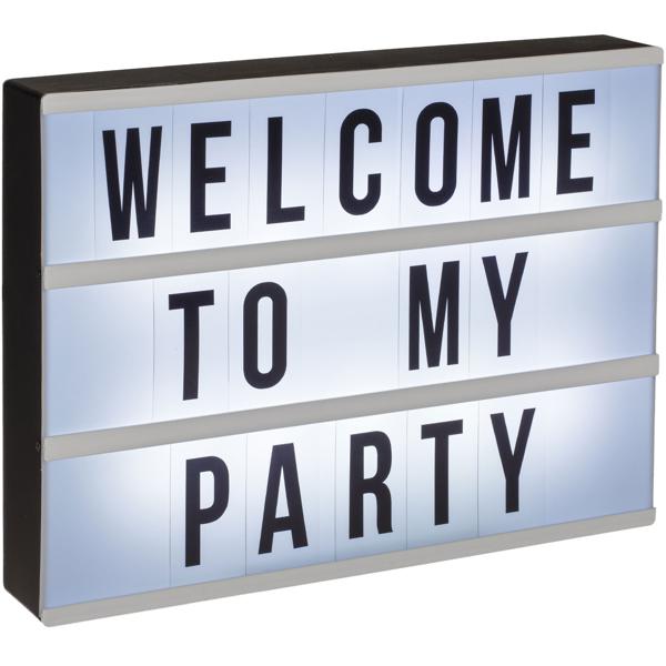 Leuchtkasten mit 84 Buchstaben & Zeichen - Mobile LED Leuchttafel für Zuhause & Geschäft - Weiss, ca. 30x22 cm, Batteriebetrieben, 3 Zeilen