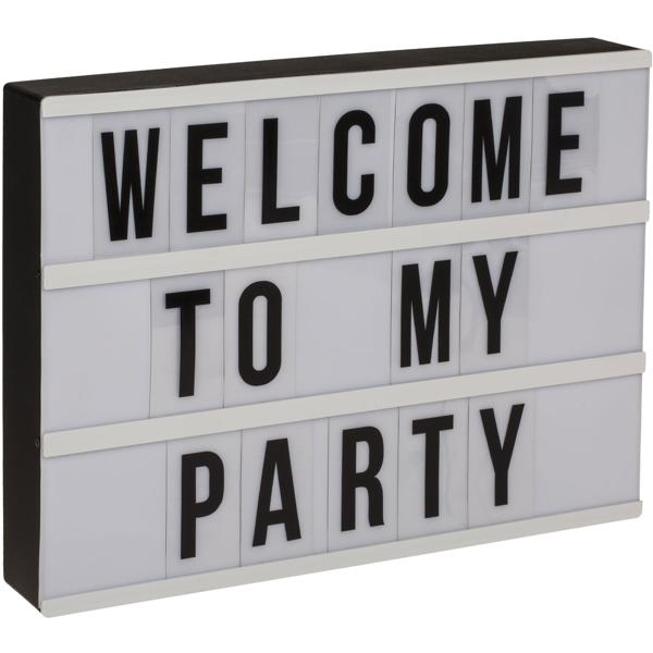 Leuchtkasten mit 84 Buchstaben & Zeichen - Mobile LED Leuchttafel für Zuhause & Geschäft - Weiss, ca. 30x22 cm, Batteriebetrieben, 3 Zeilen