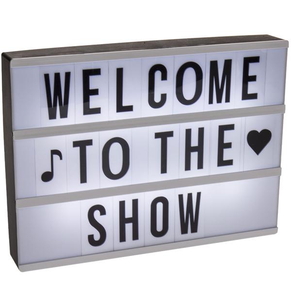 Leuchtkasten mit 84 Buchstaben & Zeichen - Mobile LED Leuchttafel für Zuhause & Geschäft - Weiss, ca. 30x22 cm, Batteriebetrieben, 3 Zeilen