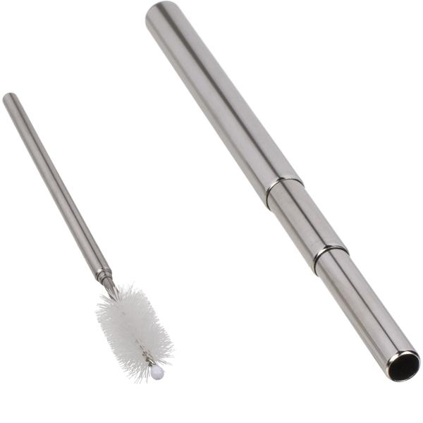 Ausziehbarer Metall Trinkhalm - inkl. Reinigungsbürste - Teleskop-Design, umweltfreundlich, wiederverwendbar, robust, bis 21cm ausziehbar