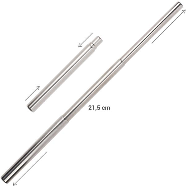 Ausziehbarer Metall Trinkhalm - inkl. Reinigungsbürste - Teleskop-Design, umweltfreundlich, wiederverwendbar, robust, bis 21cm ausziehbar