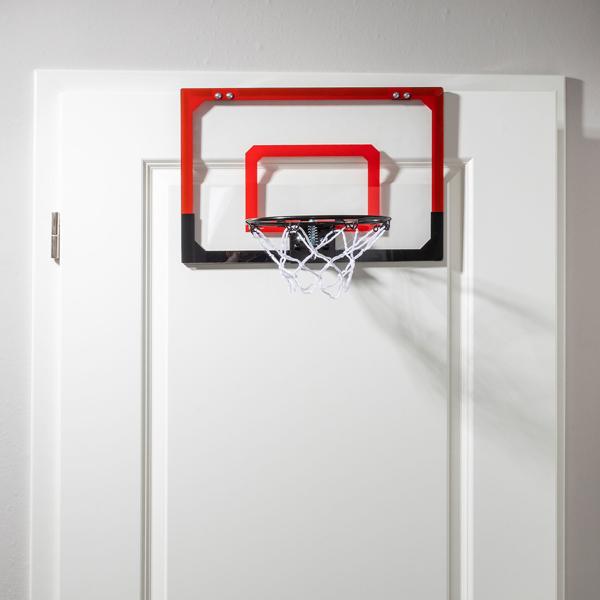 Mini-Basketballkorb - Einhängen an Zimmertür/Hauswand - 45x30 cm Brett - 20 cm Netz - Mit elastischer Federung & Basketball - Ideal für Kinder, Büro