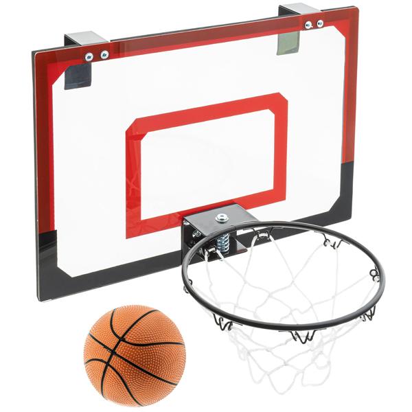 Mini-Basketballkorb - Einhängen an Zimmertür/Hauswand - 45x30 cm Brett - 20 cm Netz - Mit elastischer Federung & Basketball - Ideal für Kinder, Büro
