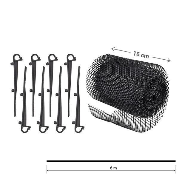 Laubschutzgitter für Dachrinnen inkl. 8 Befestigungsklemmen