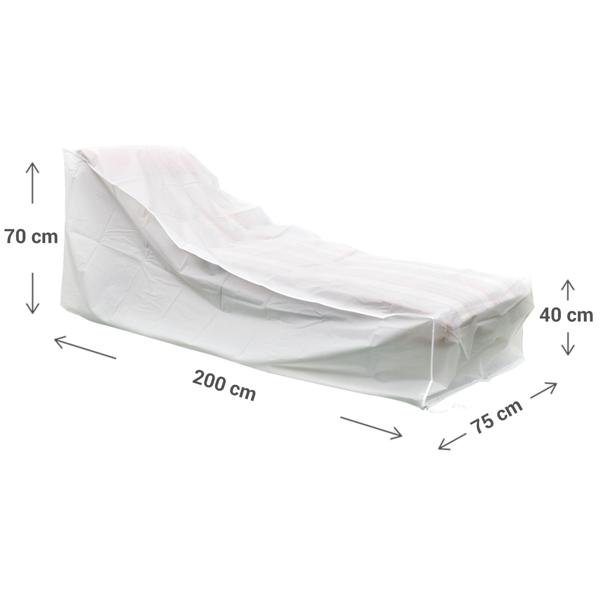 Abdeckplane für Sonnenliege - Schutzhülle weiss, 200x75x40/70 cm, UV- & wetterbeständig, robustes PEVA-Gewebe, passgenau