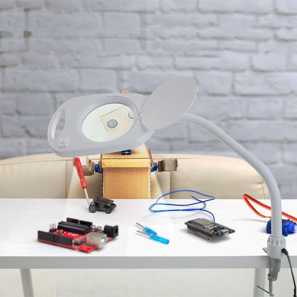 LED-Lupenleuchte mit 5x Vergrösserung – Arbeitsleuchte mit Lupe, Klemme & Gelenkarm – Ideal für Kosmetik, Basteln & Reparaturen