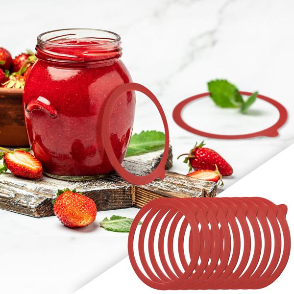 Einkochringe - 10 Stück Gummiringe mit Lasche für sicheren luftdichten Verschluss - Ø 10cm - 9,4 x 10,8cm - Mehrfach verwendbar - Ideal für Weckgläser