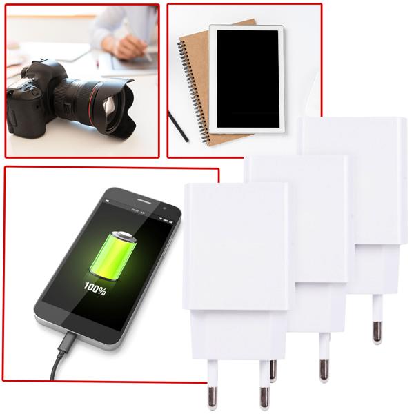 3er-Set USB-A-Ladegerät 10W weiss - Schnelles Laden für Smartphones & Tablets - Kompakt, universal kompatibel (100-240V, 5V DC)