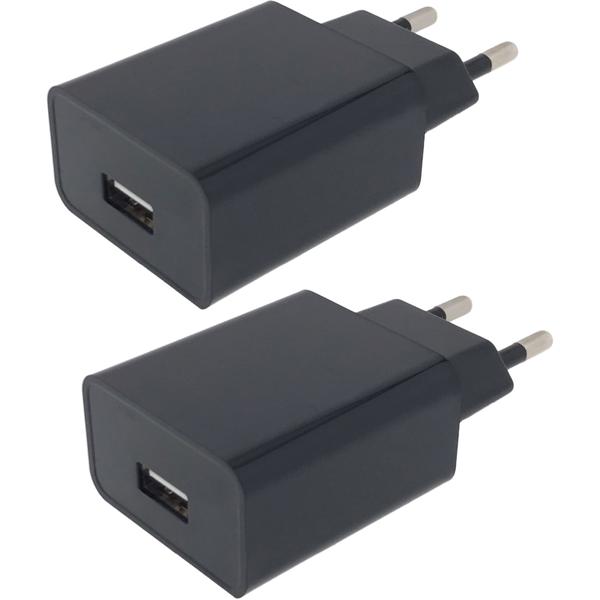 2er-Set USB-A-Ladegerät 10 W Schwarz - Ideal für Smartphones, Tablets, Kameras & E-Reader - Kompakt, 100-240V, 5V DC – für Zuhause, Büro & Reisen