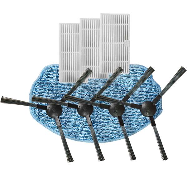 Ersatzteil-Set für Saugroboter CH3134 - 3 HEPA-Filter (H12) - 2 Seitenbürsten-Sätze - 1 Wischeinheit - Für SmartLife Reinigungsroboter CH3134