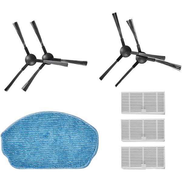 Ersatzteil-Set für Saugroboter CH3134 - 3 HEPA-Filter (H12) - 2 Seitenbürsten-Sätze - 1 Wischeinheit - Für SmartLife Reinigungsroboter CH3134