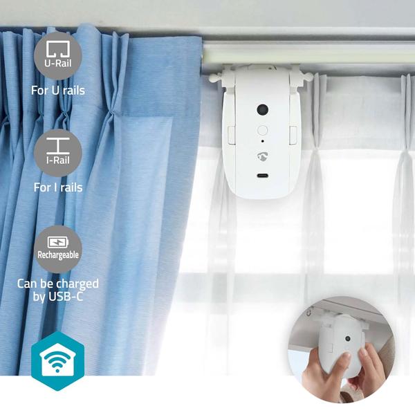 SmartLife Automatischer Vorhangöffner, weiss – App Steuerung & Bluetooth, für I-/U-Schiene, smarte Vorhangsteuerung für Ihr Zuhause