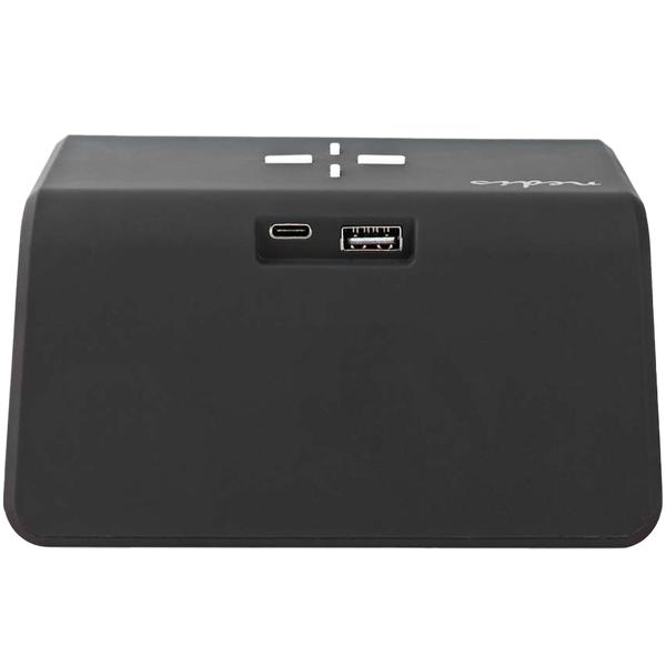 Wecker mit kabelloser Ladestation - Nachtlicht 8 Farben & Qi-Ladefunktion für Handy - USB-A-Anschluss, 2 Alarmzeiten, dimmbares Display, schwarz