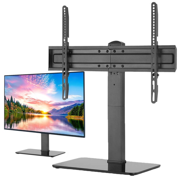 TV-Ständer für 37-70 Zoll Fernseher – schwenkbar & drehbar, stabiler Standfuss aus Glas, höhenverstellbar, modernes Design für jedes Wohnzimmer