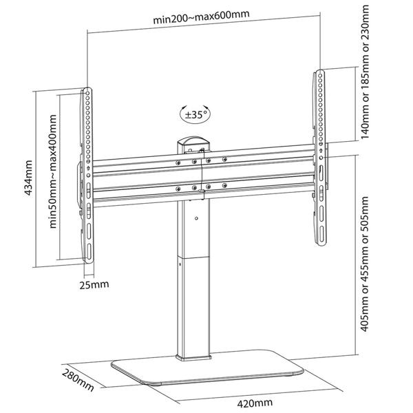 TV-Ständer für 37-70 Zoll Fernseher – schwenkbar & drehbar, stabiler Standfuss aus Glas, höhenverstellbar, modernes Design für jedes Wohnzimmer