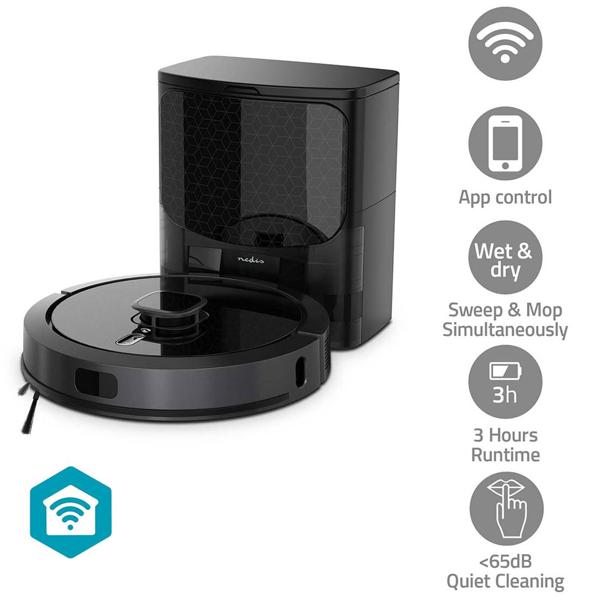 Saugroboter mit Wischfunktion, SmartLife App-Steuerung, Ladestation, Laser-Navigation, für Hartböden (Laminat, Parkett, Fliesen), Teppiche, Haare